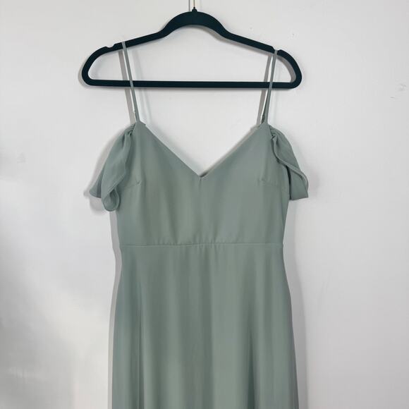 Birdy Grey DEVIN CONVERTIBLE DRESS Women M CHIFFON SAGE BRIDEMAID WEDDING - Picture 6 of 15